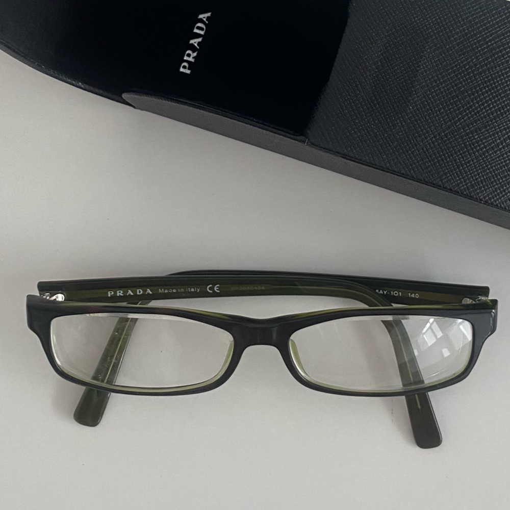 Prada 1990s Black and Green Reading Glass with Case Authentic